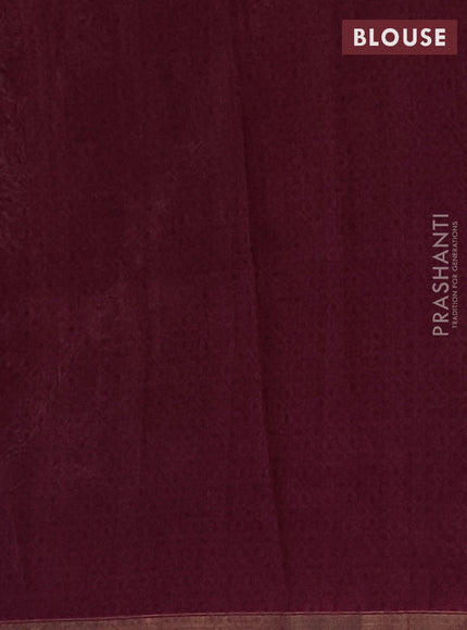 Chanderi silk cotton saree beige and dark magenta pink with allover kalamkari prints and printed zari border