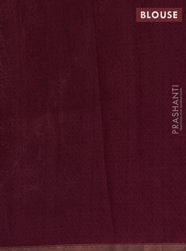 Chanderi silk cotton saree beige and dark magenta pink with allover kalamkari prints and printed zari border