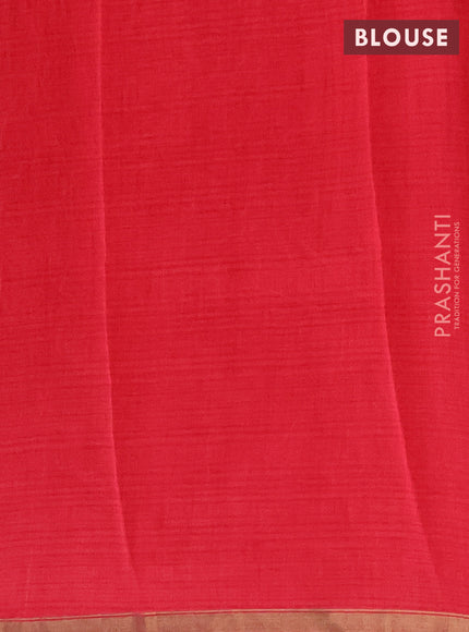 Chanderi silk cotton saree dark mustard and red shade with allover kalamkari prints and printed zari border