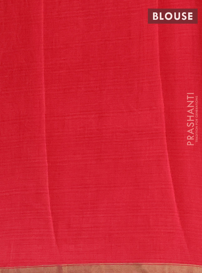 Chanderi silk cotton saree dark mustard and red shade with allover kalamkari prints and printed zari border