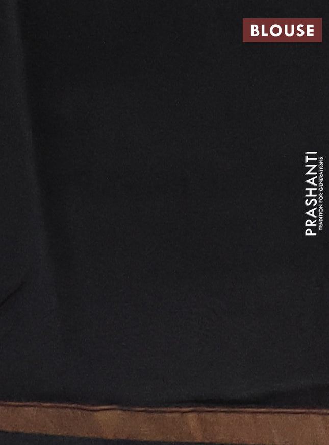 Chanderi silk cotton saree beige and black with allover kalamkari prints and printed zari border