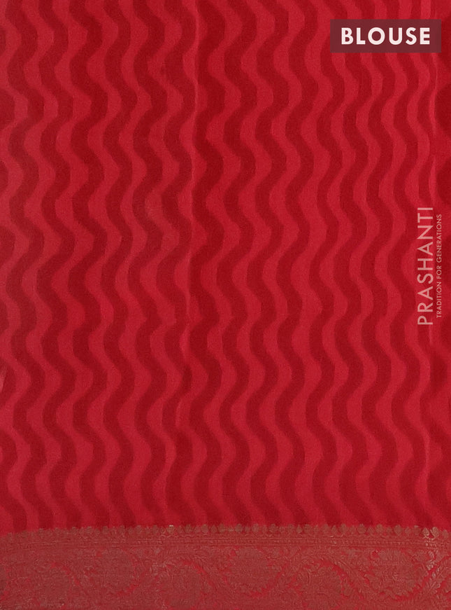 Chanderi silk cotton saree red with allover kalamkari prints and banarasi style border