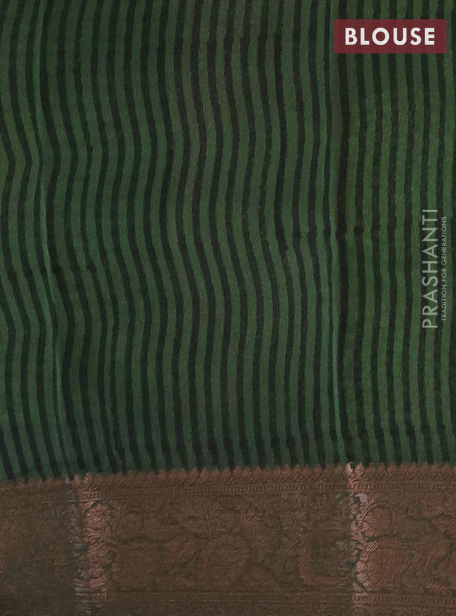 Chanderi silk cotton saree mehendi green with allover bandhani prints and banarasi style border