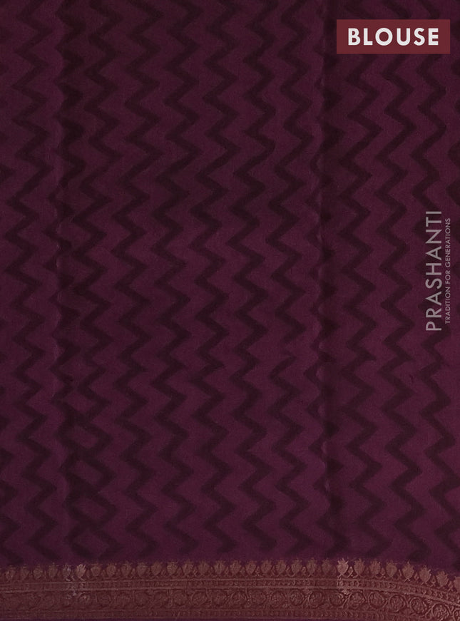 Chanderi silk cotton saree beige pink and wine shade with allover floral prints and banarasi style border