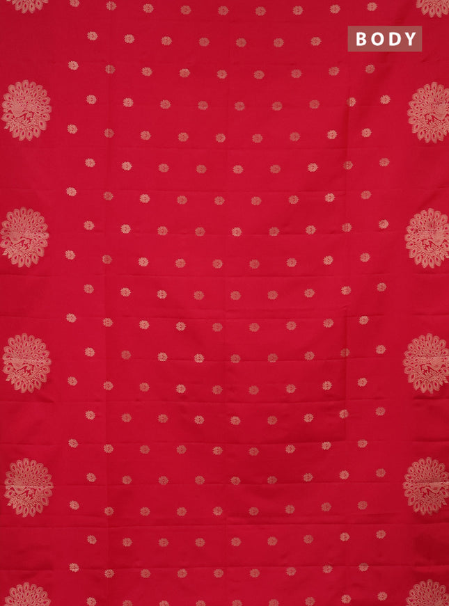 Semi soft silk saree pink with zari woven buttas and zari woven peacock butta border