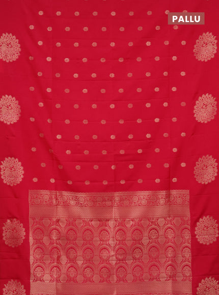 Semi soft silk saree pink with zari woven buttas and zari woven peacock butta border