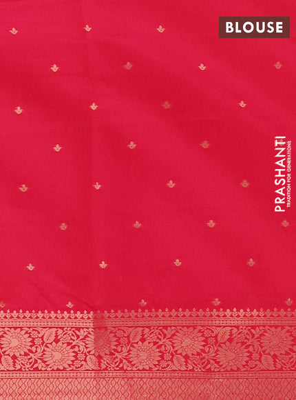 Semi soft silk saree pink with zari woven buttas and zari woven peacock butta border
