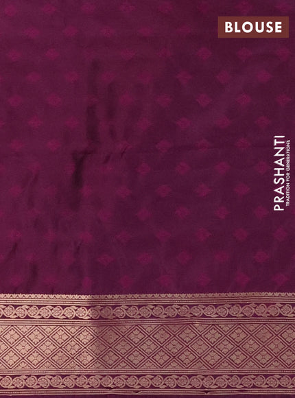 Semi soft silk saree deep purple with allover zari checked pattern and zari woven butta border