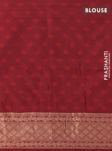Semi soft silk saree maroon with allover zari checked pattern and zari woven butta border
