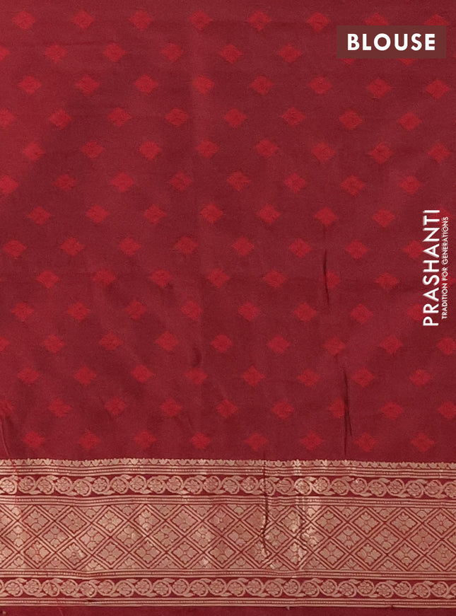 Semi soft silk saree maroon with allover zari checked pattern and zari woven butta border