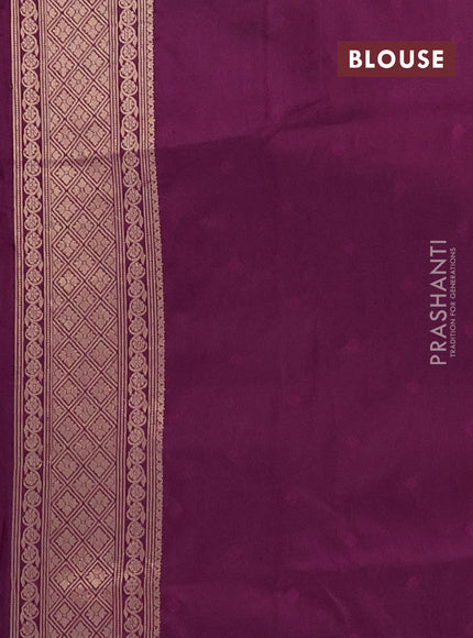 Semi soft silk saree dark purple with allover zari woven checked pattern and zari woven butta border