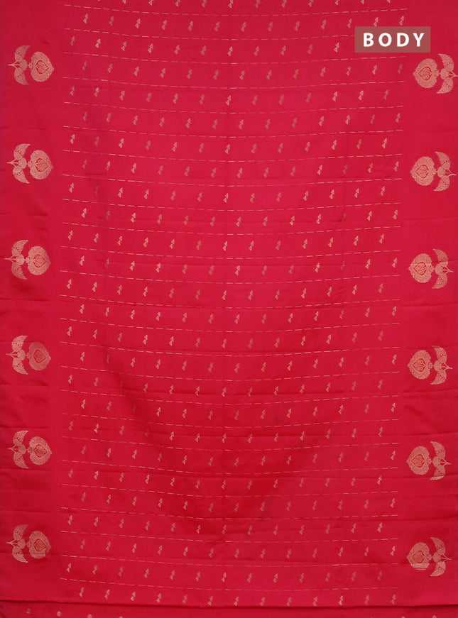 Semi soft silk saree pink with allover zari weaves and zari woven butta border