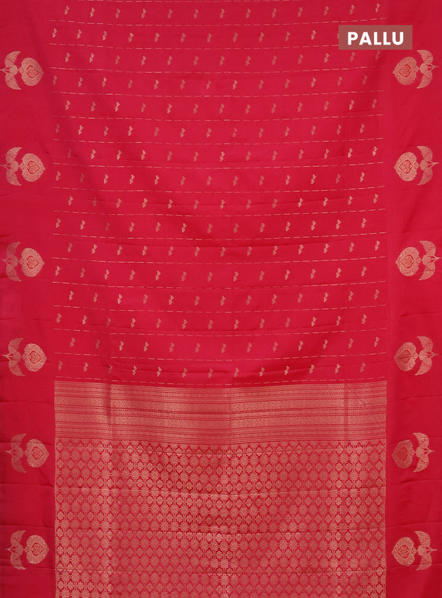 Semi soft silk saree pink with allover zari weaves and zari woven butta border