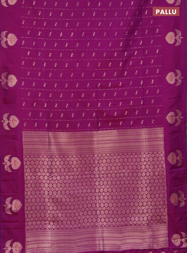 Semi soft silk saree dual shade of purple with allover zari weaves and zari woven butta border
