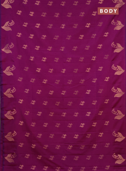 Semi soft silk saree purple with zari woven buttas and zari woven butta border