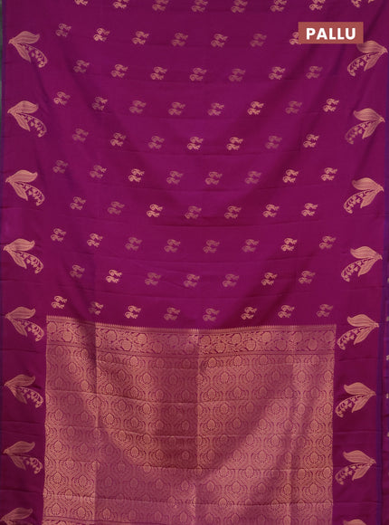Semi soft silk saree purple with zari woven buttas and zari woven butta border