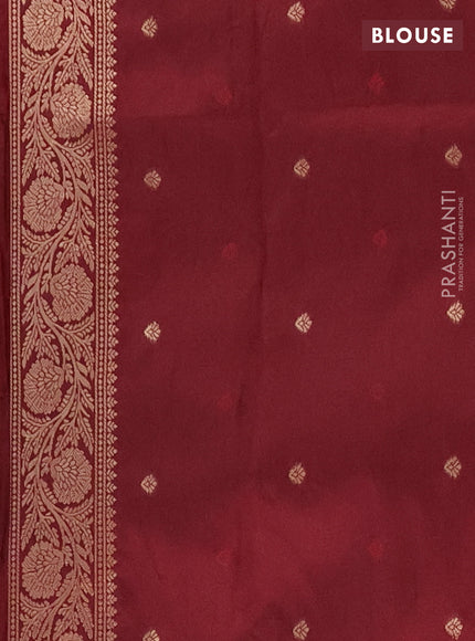 Semi soft silk saree maroon with zari woven buttas and zari woven butta border