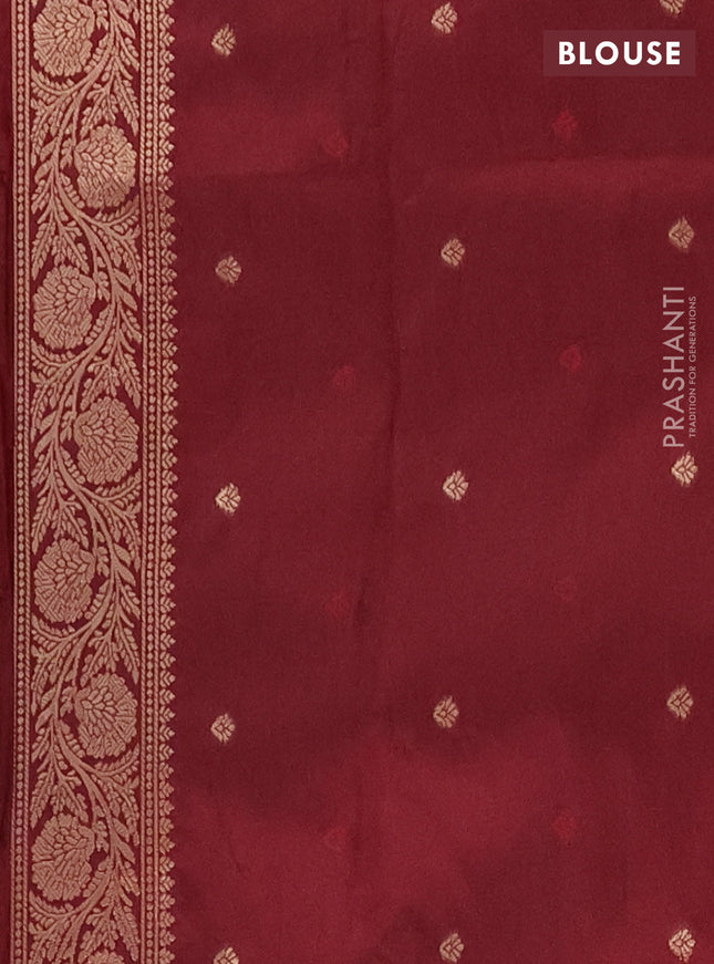 Semi soft silk saree maroon with zari woven buttas and zari woven butta border