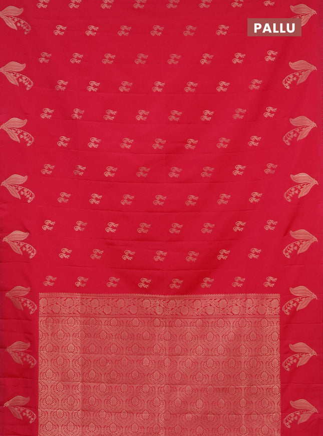 Semi soft silk saree candy pink with zari woven buttas and zari woven butta border