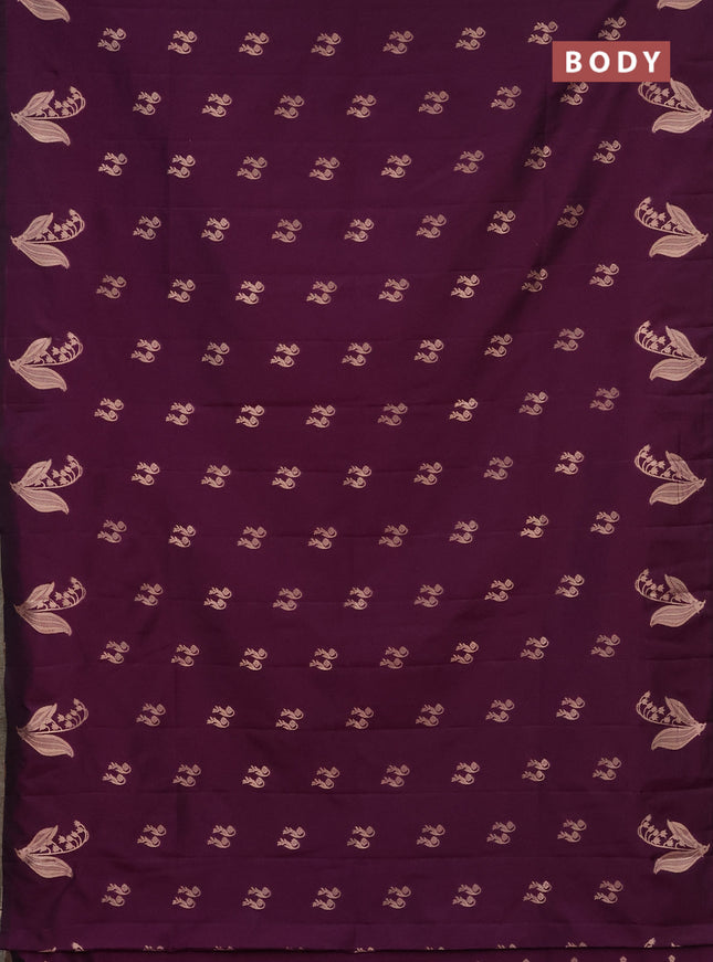 Semi soft silk saree purple with zari woven buttas and zari woven butta border