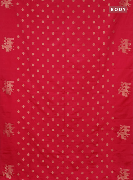 Semi soft silk saree candy pink with zari woven coin buttas and zari woven deer butta border