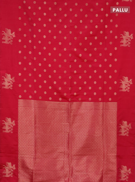 Semi soft silk saree candy pink with zari woven coin buttas and zari woven deer butta border