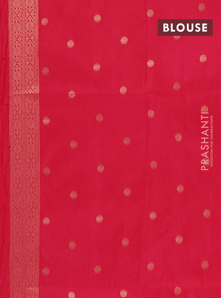 Semi soft silk saree candy pink with zari woven coin buttas and zari woven deer butta border