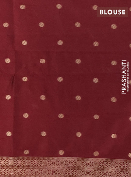 Semi soft silk saree maroon with zari woven coin buttas and zari woven deer butta border