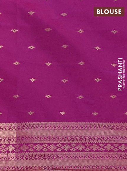 Semi soft silk saree dual shade of purple with allover zari woven buttas with zari woven bird butta border