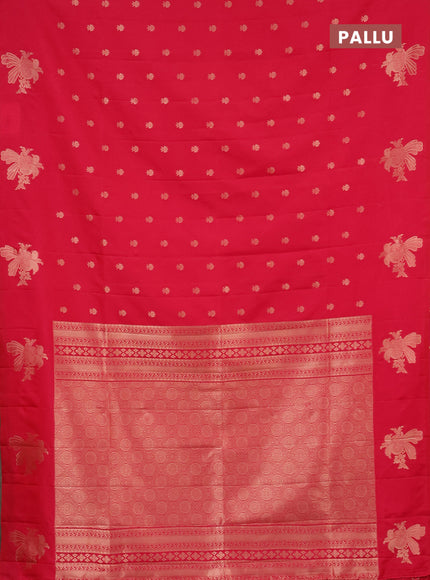 Semi soft silk saree pink with allover zari woven buttas with zari woven bird butta border