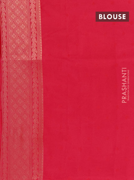 Semi soft silk saree pink with allover zari woven checked pattern and zari woven floral butta border
