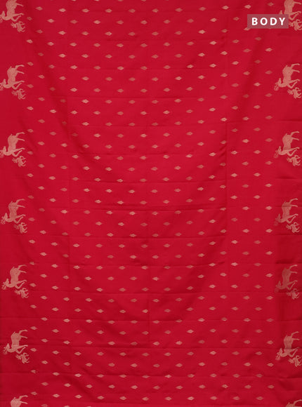 Semi soft silk saree pink with allover zari woven buttas and zari woven deer butta border