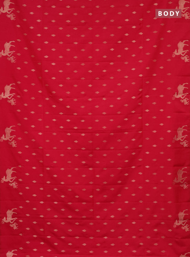 Semi soft silk saree pink with allover zari woven buttas and zari woven deer butta border