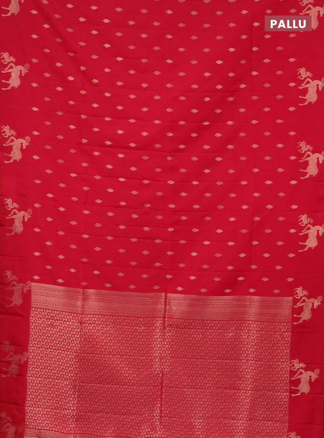 Semi soft silk saree pink with allover zari woven buttas and zari woven deer butta border