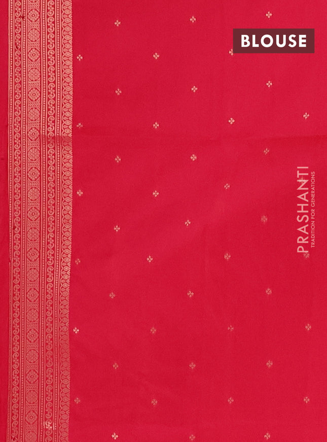 Semi soft silk saree pink with allover zari woven buttas and zari woven deer butta border