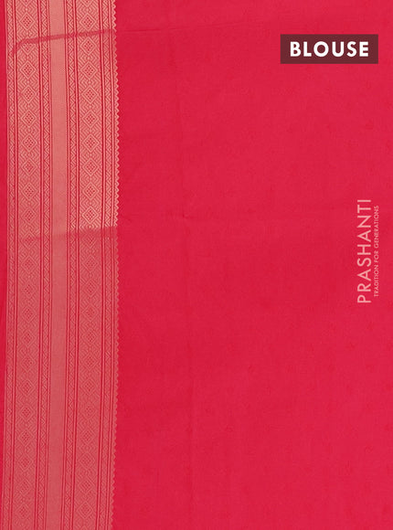 Semi soft silk saree candy pink with allover zari woven checked pattern with zari woven butta border