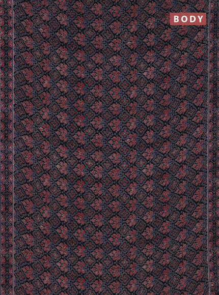 Semi crepe saree black with allover prints and printed border