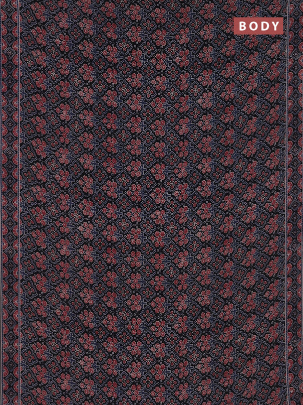 Semi crepe saree black with allover prints and printed border