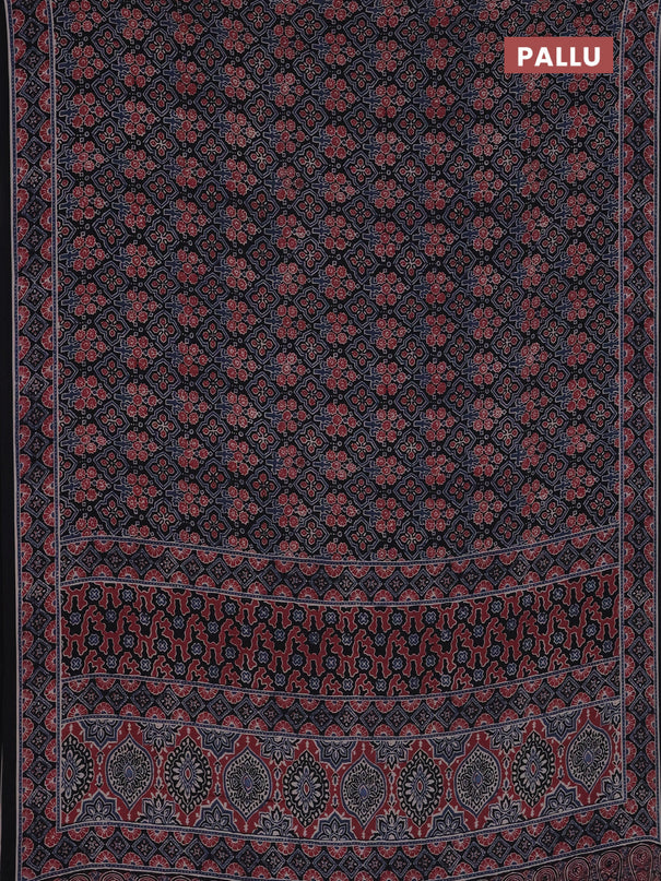 Semi crepe saree black with allover prints and printed border