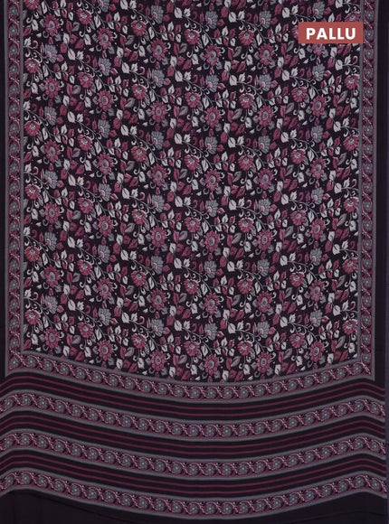 Semi crepe saree deep jamun with allover kalamkari prints and printed border