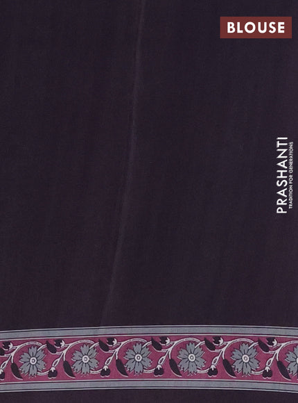 Semi crepe saree deep jamun with allover kalamkari prints and printed border