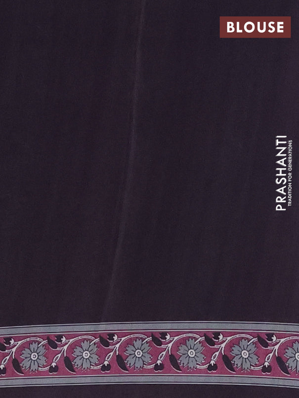 Semi crepe saree deep jamun with allover kalamkari prints and printed border