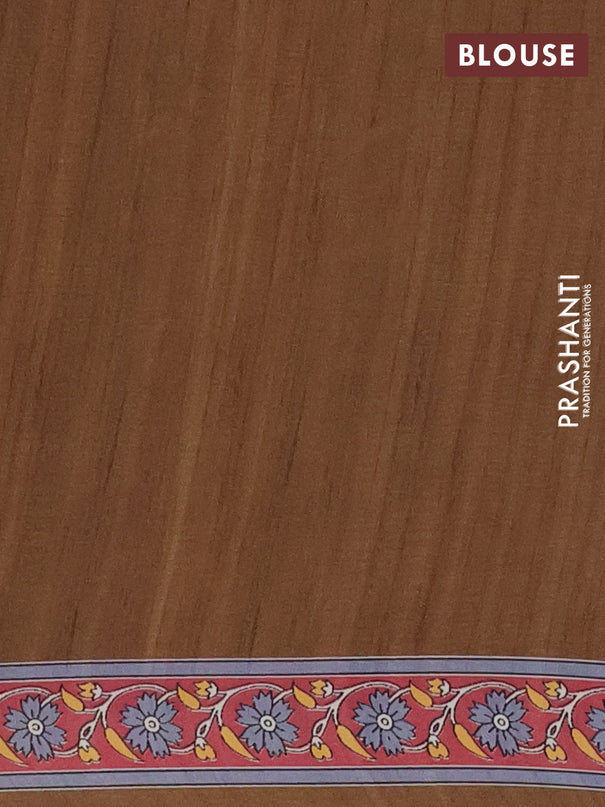 Semi crepe saree mustard yellow with allover kalamkari prints and printed border