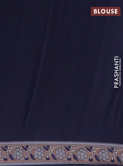 Semi crepe saree blue with allover kalamkari prints and printed border