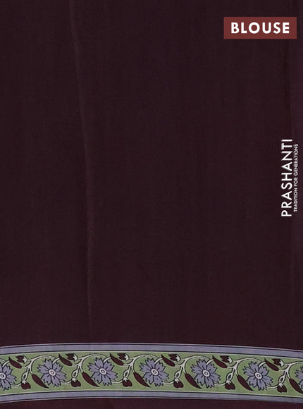 Semi crepe saree wine shade with allover kalamkari prints and printed border