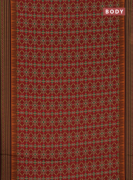 Semi crepe saree maroon and deep maroon with allover ikat prints and printed border