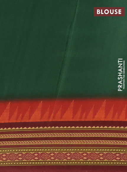 Semi crepe saree green and maroon with allover ikat prints and printed border