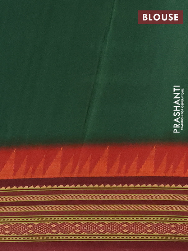 Semi crepe saree green and maroon with allover ikat prints and printed border