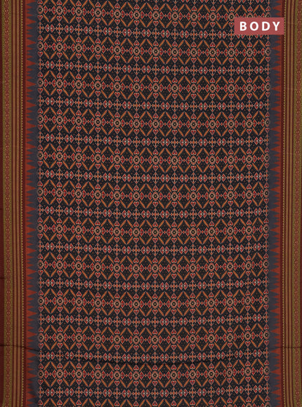 Semi crepe saree elephant grey and maroon with allover ikat prints and printed border