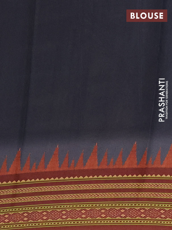 Semi crepe saree elephant grey and maroon with allover ikat prints and printed border